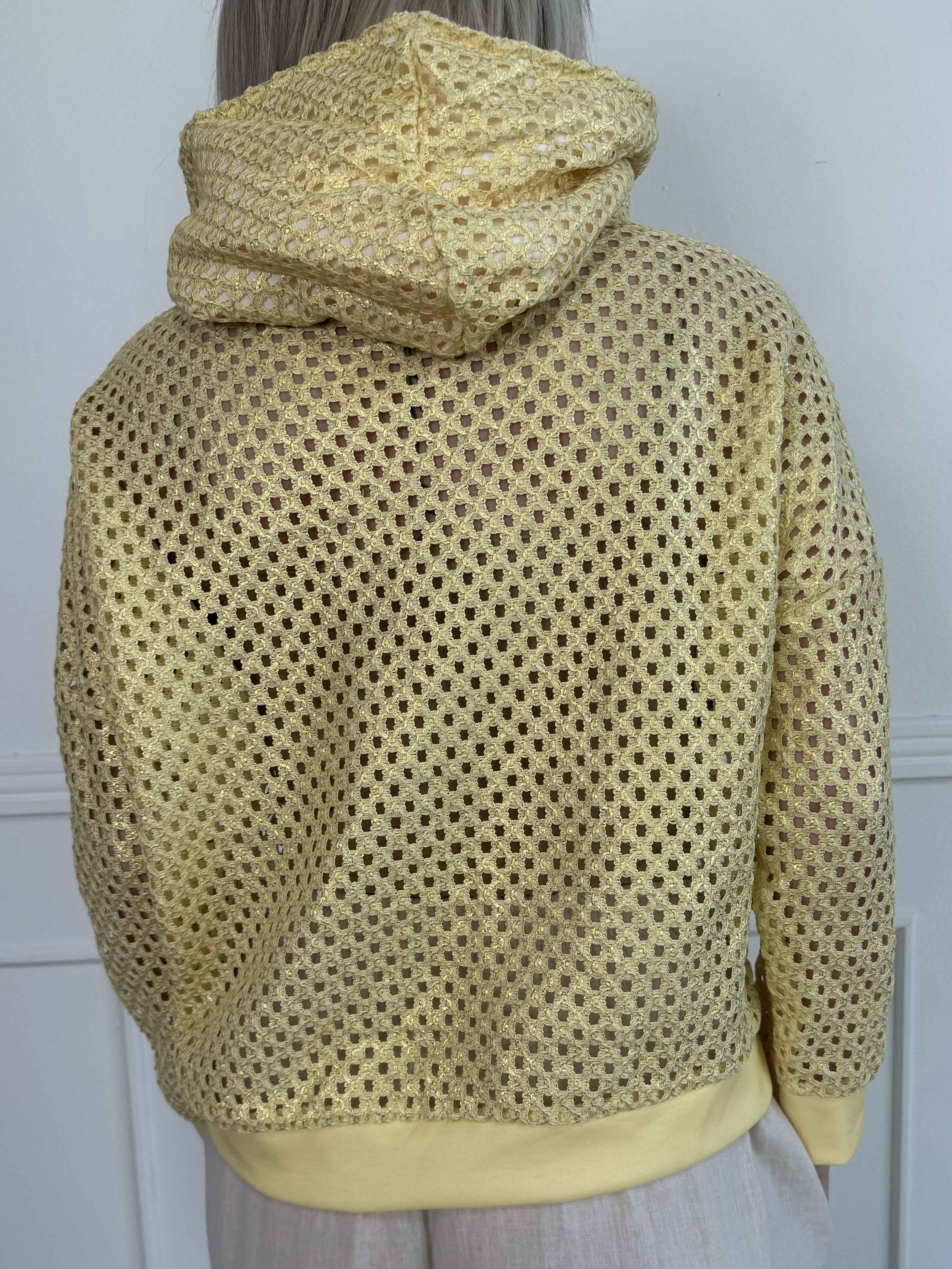 Martha - Hoodie i bomull med hålmönster och lätt glans